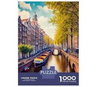 Rompecabezas De 1000 Piezas para Adolescentes Rompecabezas Amsterdam Canal Boat Ride Rompecabezas Juegos Familiares Carrera De Velocidad Manual Regalos De Cumpleaños Y Únicos 70x50cm/1000pcs