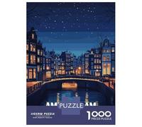 Rompecabezas De 1000 Piezas para Adolescentes Rompecabezas Amsterdam Netherlands Night Cityscape Rompecabezas Juegos Relajantes Regalo De Cumpleaños Regalos para Reducir El Estrés 70x50cm/1000pcs