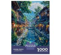 Rompecabezas De 1000 Piezas para Adolescentes Rompecabezas Anime River Fish Village para Adultos Juego Familiar Análisis Y Lógica Ayuda Al Cerebro A Ejercitarse 38x26cm/1000pcs