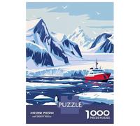 Rompecabezas De 1000 Piezas para Adolescentes Rompecabezas Antarctica Landscape with Penguins Rompecabezas para Adultos Juego Práctico Patrón De Montaje 38x26cm/1000pcs