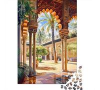 Rompecabezas De 1000 Piezas para Adolescentes Rompecabezas Arabesque Courtyard Oasis Rompecabezas para Adultos Juego Práctico Patrón De Montaje 70x50cm/1000pcs