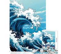 Rompecabezas de 1000 Piezas para Adolescentes Rompecabezas Azul de la Gran Ola Juguete Educativo Retro Regalo de cumpleaños Juego de ingenio Ayuda a ejercitar el Cerebro tamaño 38x52cm