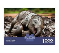 Rompecabezas De 1000 Piezas para Adolescentes Rompecabezas Baby Elephant Mud Bath Rompecabezas para Adultos Juego Práctico Patrón De Montaje 38x26cm/1000pcs