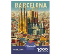 Rompecabezas De 1000 Piezas para Adolescentes Rompecabezas Barcelona Cityscape with Sagrada Familia para Adultos Juego Familiar Análisis Y Lógica Ayuda Al Cerebro A Ejercitarse 52x38cm/1000pcs