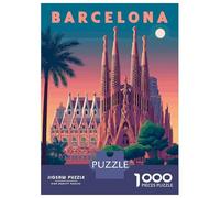Rompecabezas De 1000 Piezas para Adolescentes Rompecabezas Barcelona Sagrada Familia Travel para Adultos Juego Familiar Análisis Y Lógica Ayuda Al Cerebro A Ejercitarse 38x26cm/1000pcs
