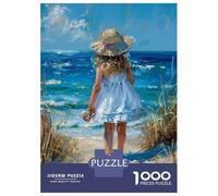 Rompecabezas De 1000 Piezas para Adolescentes Rompecabezas Beach Girl Painting Ocean para Adolescentes Juegos Divertidos Una Obra De Arte para Cumpleaños, Navidad 70x50cm/1000pcs