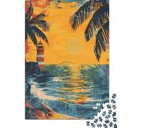 Rompecabezas De 1000 Piezas para Adolescentes Rompecabezas Beach Sunset Lighthouse Art Print Rompecabezas Juguetes DIY Decoración del Hogar Regalos Y Cumpleaños Únicos 52x38cm/1000pcs