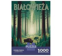 Rompecabezas De 1000 Piezas para Adolescentes Rompecabezas Białowieża Forest Bison Illustration Juego Práctico Carrera De Velocidad Manual Oferta como Regalos para Toda La Familia 38x26cm/1000pcs
