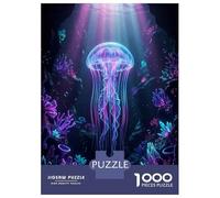 Rompecabezas De 1000 Piezas para Adolescentes Rompecabezas Bioluminescent Jellyfish in Coral Reef Juego Práctico Carrera De Velocidad Manual Oferta como Regalos para Toda La Familia 38x26cm/1000pcs