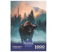 Rompecabezas De 1000 Piezas para Adolescentes Rompecabezas Bison in Misty Forest Rompecabezas para Adultos Juego Práctico Una Obra De Arte para Cumpleaños, Navidad 52x38cm/1000pcs