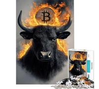 Rompecabezas de 1000 Piezas para Adolescentes Rompecabezas Bitcoin Bull para Adultos Juegos Familiares una Obra de Arte Que supone un Reto completar (tamaño 38x52cm)