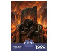 Rompecabezas De 1000 Piezas para Adolescentes Rompecabezas Black Cat on A Throne of Skulls Rompecabezas Juego De Ingenio Mejora La Memoria Difícil Y Desafiante 52x38cm/1000pcs