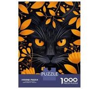 Rompecabezas De 1000 Piezas para Adolescentes Rompecabezas Black Cat with Golden Floral Frame Rompecabezas Juguetes DIY para La Diversión Familiar para Cumpleaños, Navidad 52x38cm/1000pcs