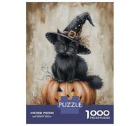Rompecabezas De 1000 Piezas para Adolescentes Rompecabezas Black Halloween Kitten Rompecabezas para Adultos Juego Práctico Patrón De Montaje 70x50cm/1000pcs