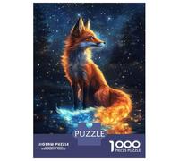 Rompecabezas De 1000 Piezas para Adolescentes Rompecabezas Blue Neon Fox and The Moon Rompecabezas para Adultos Juego Práctico Patrón De Montaje 70x50cm/1000pcs