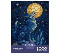 Rompecabezas De 1000 Piezas para Adolescentes Rompecabezas Blue Wolf Howling at The Moon Rompecabezas Juego De Ingenio Mejora La Memoria Difícil Y Desafiante 70x50cm/1000pcs