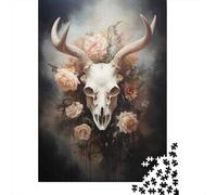 Rompecabezas De 1000 Piezas Para Adolescentes Rompecabezas Boho Skull with Flowers Wall Art Print Rompecabezas Juegos Familiares Carrera De Velocidad Manual Regalos De Cumpleaños Y Únicos 52x38cm/1000