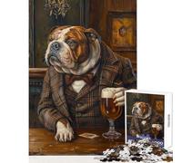 Rompecabezas de 1000 Piezas para Adolescentes Rompecabezas Bulldog Irish Pub Juego de ingenio para Toda la Familia Juguete Decorativo para Pared Interacción Entre Padres e Hijos (50x75cm)