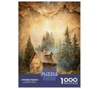 Rompecabezas De 1000 Piezas para Adolescentes Rompecabezas Cabin in The Woods Rainy Day Rompecabezas Juguetes Antiestrés Corte De Precisión Regalos para Reducir El Estrés 70x50cm/1000pcs