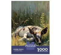 Rompecabezas De 1000 Piezas para Adolescentes Rompecabezas Calf Sleeping in Tall Grass para Adultos Juego Familiar Análisis Y Lógica Ayuda Al Cerebro A Ejercitarse 52x38cm/1000pcs