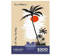 Rompecabezas De 1000 Piezas para Adolescentes Rompecabezas Caribbean Palm Trees and Sunset Juego Familiar De Rompecabezas Carrera De Velocidad Manual Cumpleaños 52x38cm/1000pcs