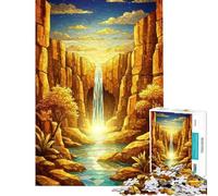 Rompecabezas de 1000 Piezas para Adolescentes Rompecabezas Cascada Dorada Cañón Rompecabezas para Adultos Juego Familiar Desafío difícil Regalos para Reducir el estrés (Tamaño 50x75cm)