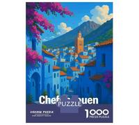Rompecabezas De 1000 Piezas para Adolescentes Rompecabezas Chefchaouen, Morocco Blue Cityscape Rompecabezas Juguetes DIY Decoración del Hogar Regalos Y Cumpleaños Únicos 70x50cm/1000pcs