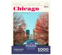 Rompecabezas De 1000 Piezas para Adolescentes Rompecabezas Chicago Illinois Travel Art Rompecabezas Juegos Familiares Carrera De Velocidad Manual Regalos De Cumpleaños Y Únicos 52x38cm/1000pcs