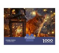 Rompecabezas De 1000 Piezas para Adolescentes Rompecabezas Christmas Fairy Lantern with Cat para Adolescentes Juegos Divertidos Una Obra De Arte para Cumpleaños, Navidad 70x50cm/1000pcs