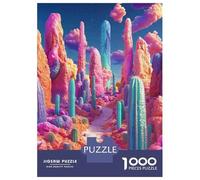 Rompecabezas De 1000 Piezas para Adolescentes Rompecabezas Colorful Cactus Garden para Adolescentes Juegos Divertidos Una Obra De Arte para Cumpleaños, Navidad 38x26cm/1000pcs