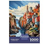 Rompecabezas De 1000 Piezas para Adolescentes Rompecabezas Colorful Coastal Village Scene Juego Práctico Carrera De Velocidad Manual Oferta como Regalos para Toda La Familia 70x50cm/1000pcs