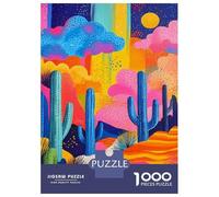 Rompecabezas De 1000 Piezas para Adolescentes Rompecabezas Colorful Desert Cactus Art Print para Adolescentes Juegos Divertidos Una Obra De Arte para Cumpleaños, Navidad 38x26cm/1000pcs