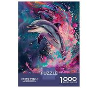 Rompecabezas De 1000 Piezas para Adolescentes Rompecabezas Colorful Dolphin Art Print para Adolescentes Juegos Divertidos Una Obra De Arte para Cumpleaños, Navidad 52x38cm/1000pcs