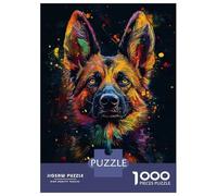 Rompecabezas De 1000 Piezas para Adolescentes Rompecabezas Colorful German Shepherd Rompecabezas Juegos Familiares Decoración del Hogar Regalos Y Cumpleaños Únicos 70x50cm/1000pcs
