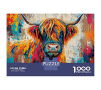 Rompecabezas De 1000 Piezas para Adolescentes Rompecabezas Colorful Highland Cow Painting Rompecabezas Juegos Relajantes Una Obra De Arte Cumpleaños 70x50cm/1000pcs