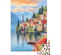 Rompecabezas De 1000 Piezas para Adolescentes Rompecabezas Colorful Lake Side Village Rompecabezas Juguetes DIY Decoración del Hogar Regalos Y Cumpleaños Únicos 70x50cm/1000pcs