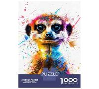 Rompecabezas De 1000 Piezas para Adolescentes Rompecabezas Colorful Meerkat Art Print para Adolescentes Juegos Divertidos Una Obra De Arte para Cumpleaños, Navidad 70x50cm/1000pcs