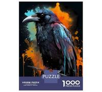 Rompecabezas De 1000 Piezas para Adolescentes Rompecabezas Colorful Raven with Drips Rompecabezas Juguetes DIY Decoración del Hogar Regalos Y Cumpleaños Únicos 52x38cm/1000pcs