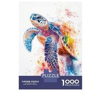 Rompecabezas De 1000 Piezas para Adolescentes Rompecabezas Colorful Sea Turtle Watercolor Rompecabezas para Adultos Juegos Relajantes Desafío Difícil 38x26cm/1000pcs
