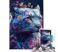 Rompecabezas de 1000 Piezas para Adolescentes Rompecabezas Colorido de Leopardo de Las Nieves para Adultos Juego práctico Difícil Regalo para Reducir el estrés (Tamaño 50x75cm)