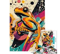 Rompecabezas de 1000 piezas para adolescentes Rompecabezas con estampado de rana estilo pop art para adultos Juguetes antiestrés divertidos y originales Regalos para reducir el estrés (tamaño 38x26cm)