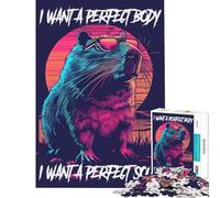 Rompecabezas de 1000 Piezas para Adolescentes Rompecabezas con Meme del Cuerpo Capibara para Adultos Juguetes para armar Ideales para Pasar el Tiempo en casa Durante Las Vacaciones