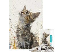 Rompecabezas de 1000 piezas para adolescentes rompecabezas con mirada de gatito hacia arriba juegos para adultos juegos familiares vacaciones en casa matar el tiempo juego desafiante regalos (50x75cm)