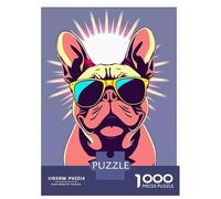 Rompecabezas De 1000 Piezas para Adolescentes Rompecabezas Cool Bulldog with Sunglasses Pop Art Rompecabezas para Adultos Juego Práctico Patrón De Montaje 52x38cm/1000pcs