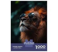 Rompecabezas De 1000 Piezas para Adolescentes Rompecabezas Cool Lion with Sunglasses Rompecabezas para Adultos Juegos Relajantes Desafío Difícil 52x38cm/1000pcs