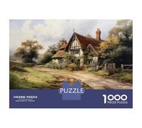Rompecabezas De 1000 Piezas para Adolescentes Rompecabezas Cottage on A Country Road Rompecabezas para Adultos Juegos Relajantes Desafío Difícil 70x50cm/1000pcs