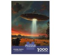 Rompecabezas De 1000 Piezas para Adolescentes Rompecabezas Cow and Alien Spaceship Rompecabezas Juego De Ingenio Mejora La Memoria Difícil Y Desafiante 70x50cm/1000pcs