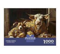 Rompecabezas De 1000 Piezas para Adolescentes Rompecabezas Cow and Dog in Pajamas Relaxing Rompecabezas para Adultos Juego Práctico Una Obra De Arte para Cumpleaños, Navidad 52x38cm/1000pcs