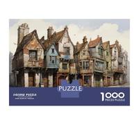 Rompecabezas De 1000 Piezas para Adolescentes Rompecabezas Cozy Medieval Village Street Scene Rompecabezas para Adultos Juego Familiar Análisis Y Lógica Cumpleaños 52x38cm/1000pcs