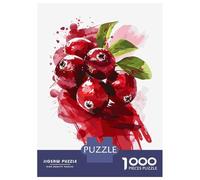 Rompecabezas De 1000 Piezas para Adolescentes Rompecabezas Cranberry Watercolor Illustration Rompecabezas para Adultos Juego Práctico Patrón De Montaje 52x38cm/1000pcs